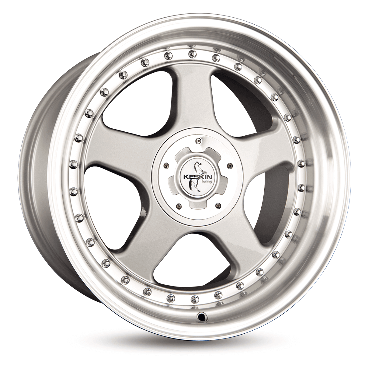 Jante KESKIN WHEELS KT1 10x18 pouces, entraxe 112, déport ET35, couleur SILVER LIP POLISH