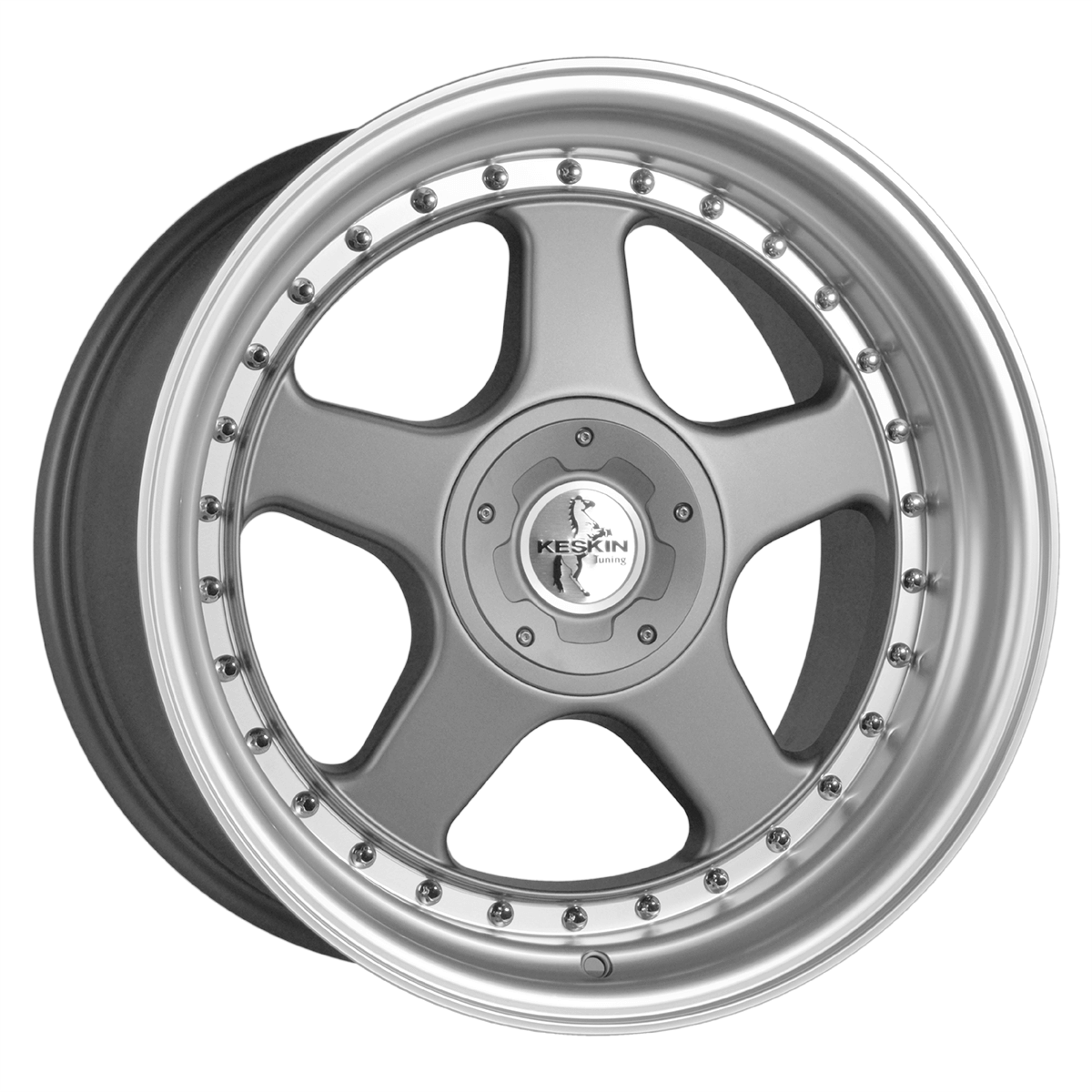 Jante KESKIN WHEELS KT1 10x18 pouces, entraxe 112, déport ET35, couleur TITAN GREY LIP POLISH