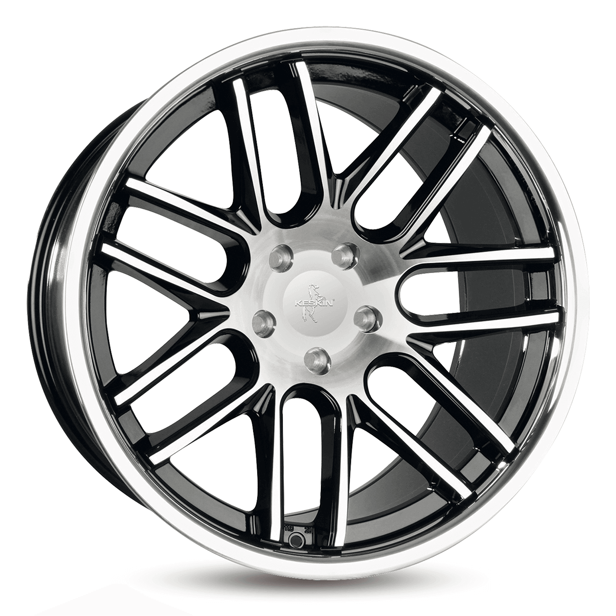 Jante KESKIN WHEELS KT14 11x20 pouces, entraxe 120, déport ET30, couleur BLACK FRONT POLISH STEEL LIP