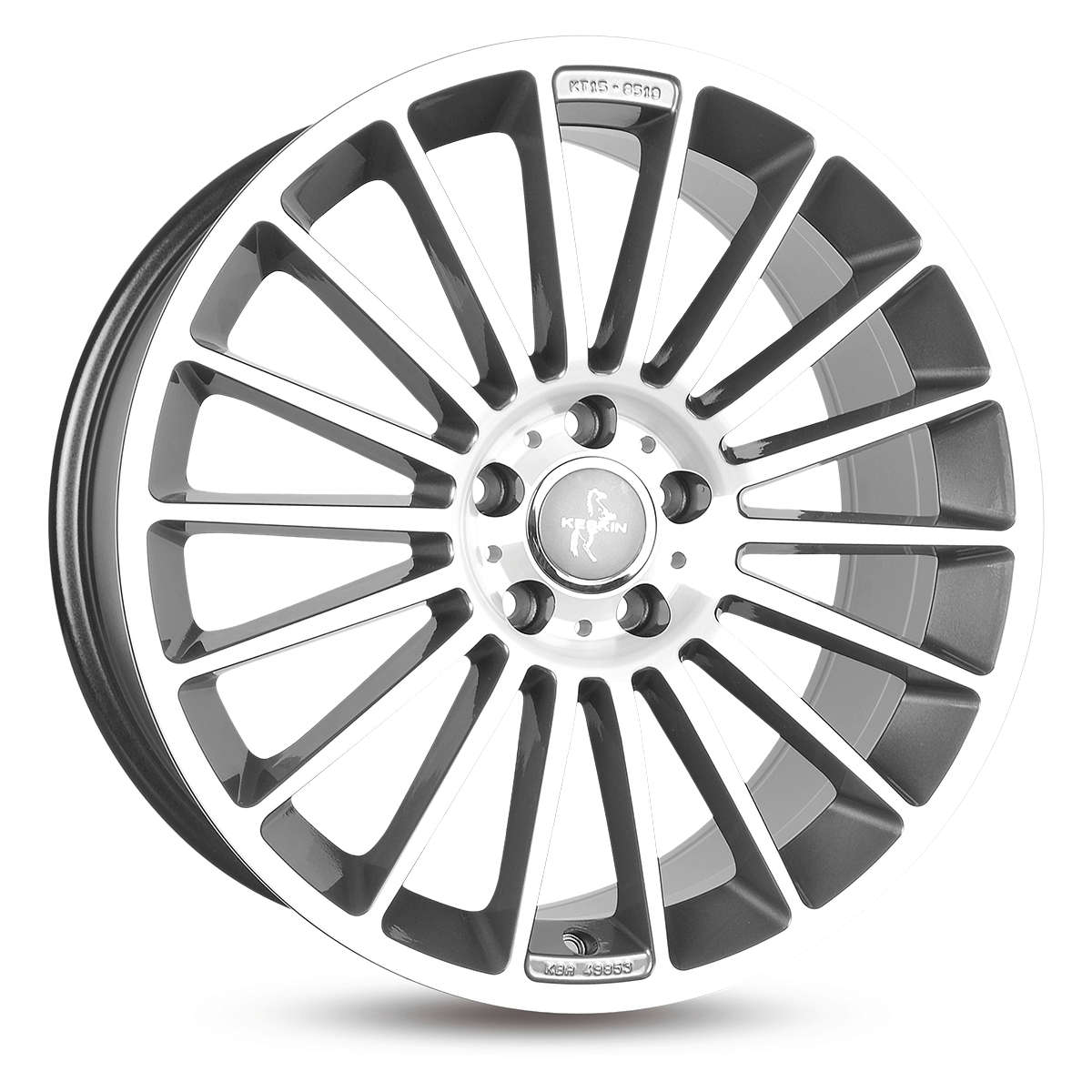 Jante KESKIN WHEELS KT15 7x17 pouces, entraxe 108, déport ET48, couleur PALLADIUM FRONT POLISH