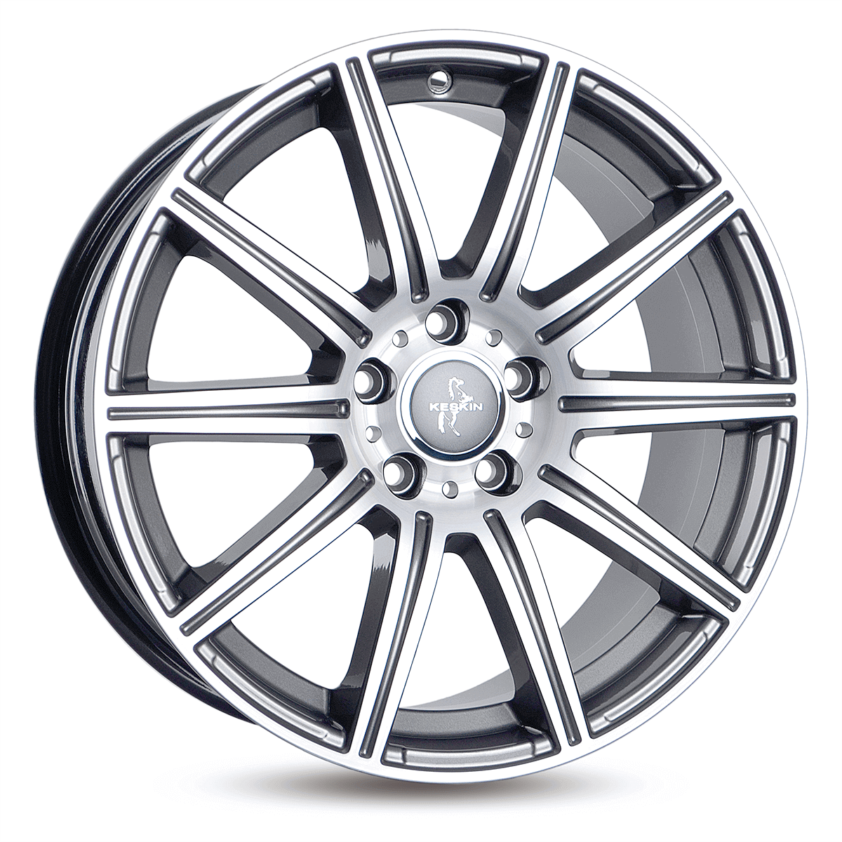 Jante KESKIN WHEELS KT16 8x18 pouces, entraxe 112, déport ET30, couleur PALLADIUM FRONT POLISH