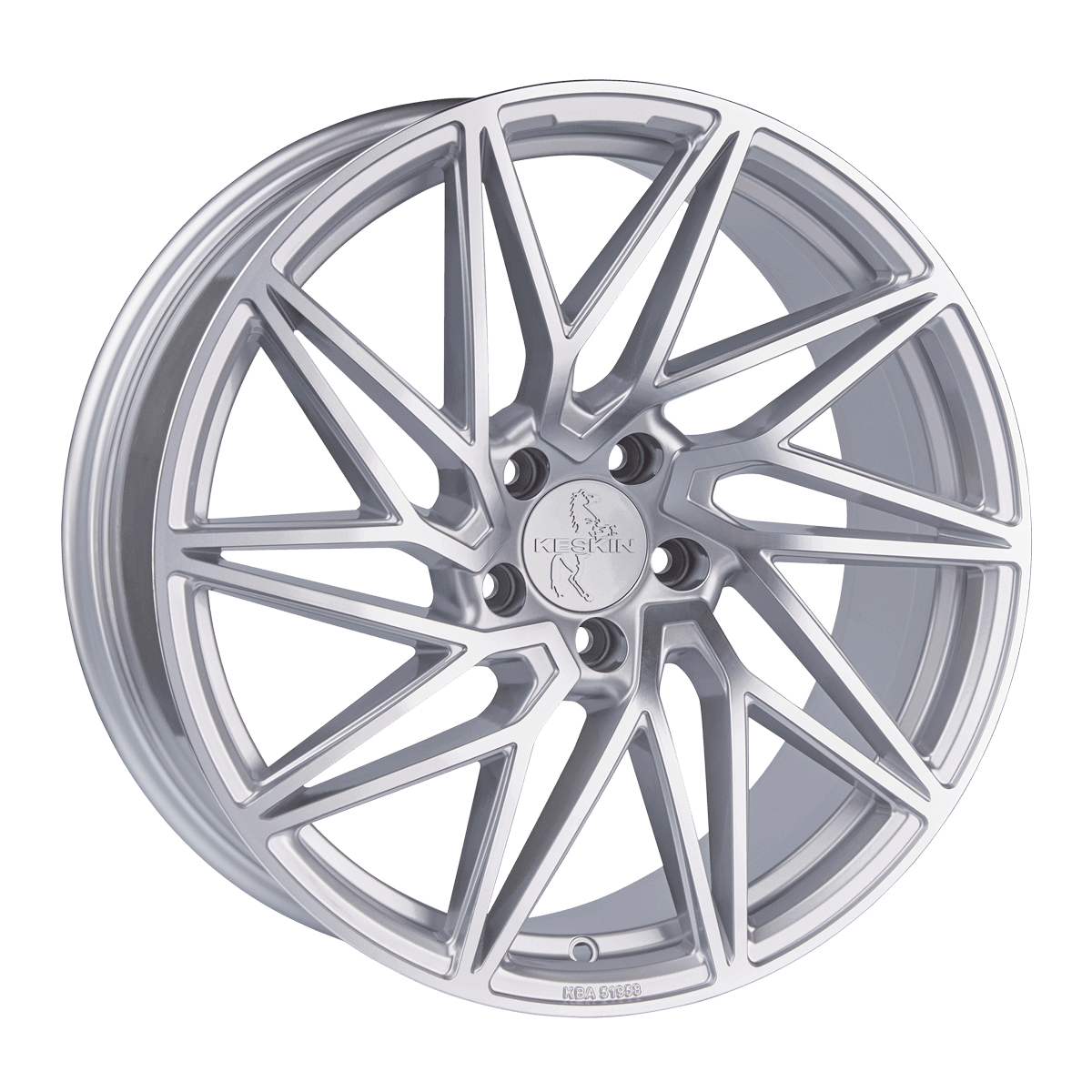 Jante KESKIN WHEELS KT20 8.5x19 pouces, entraxe 112, déport ET45, couleur SILVER FRONT POLISH