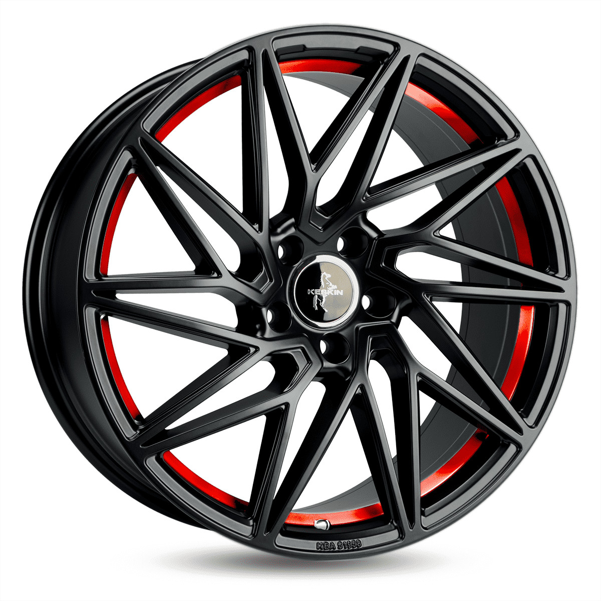 Jante KESKIN WHEELS KT20 8.5x19 pouces, entraxe 112, déport ET45, couleur MATT BLACK RED INSIDE
