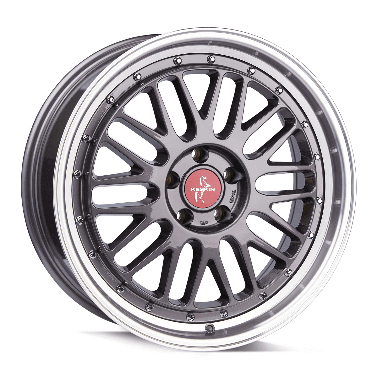 Jante KESKIN WHEELS KT22 8x18 pouces, entraxe 112, déport ET45, couleur TITAN GREY LIP POLISH