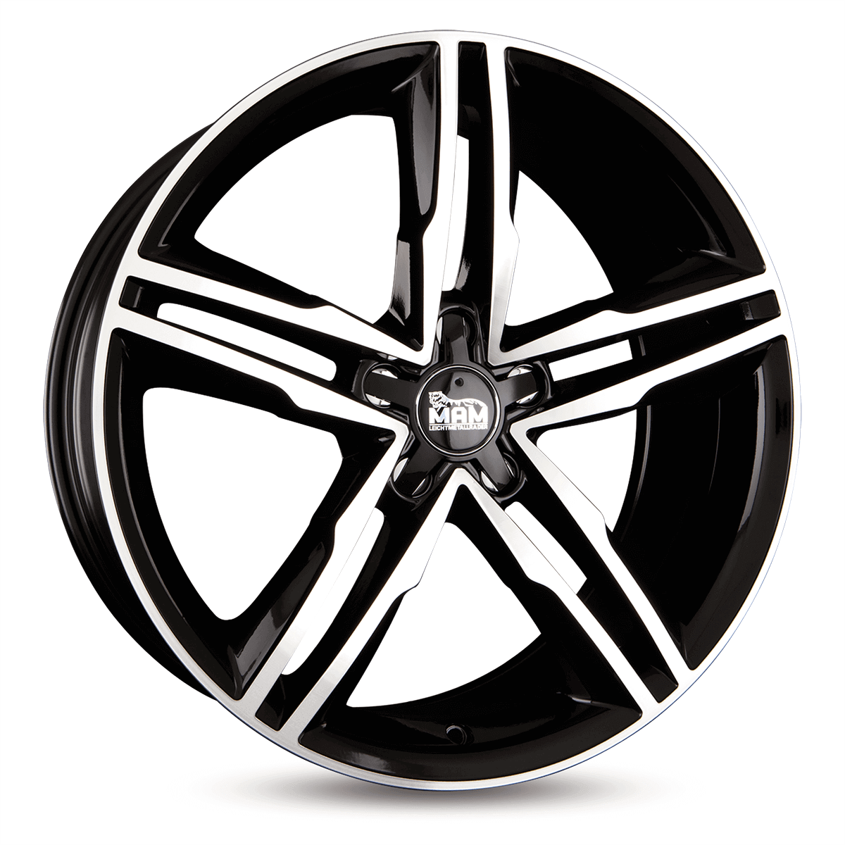 Jante MAM WHEELS A1 8x18 pouces, entraxe 112, déport ET44, couleur BLACK FRONT POLISH