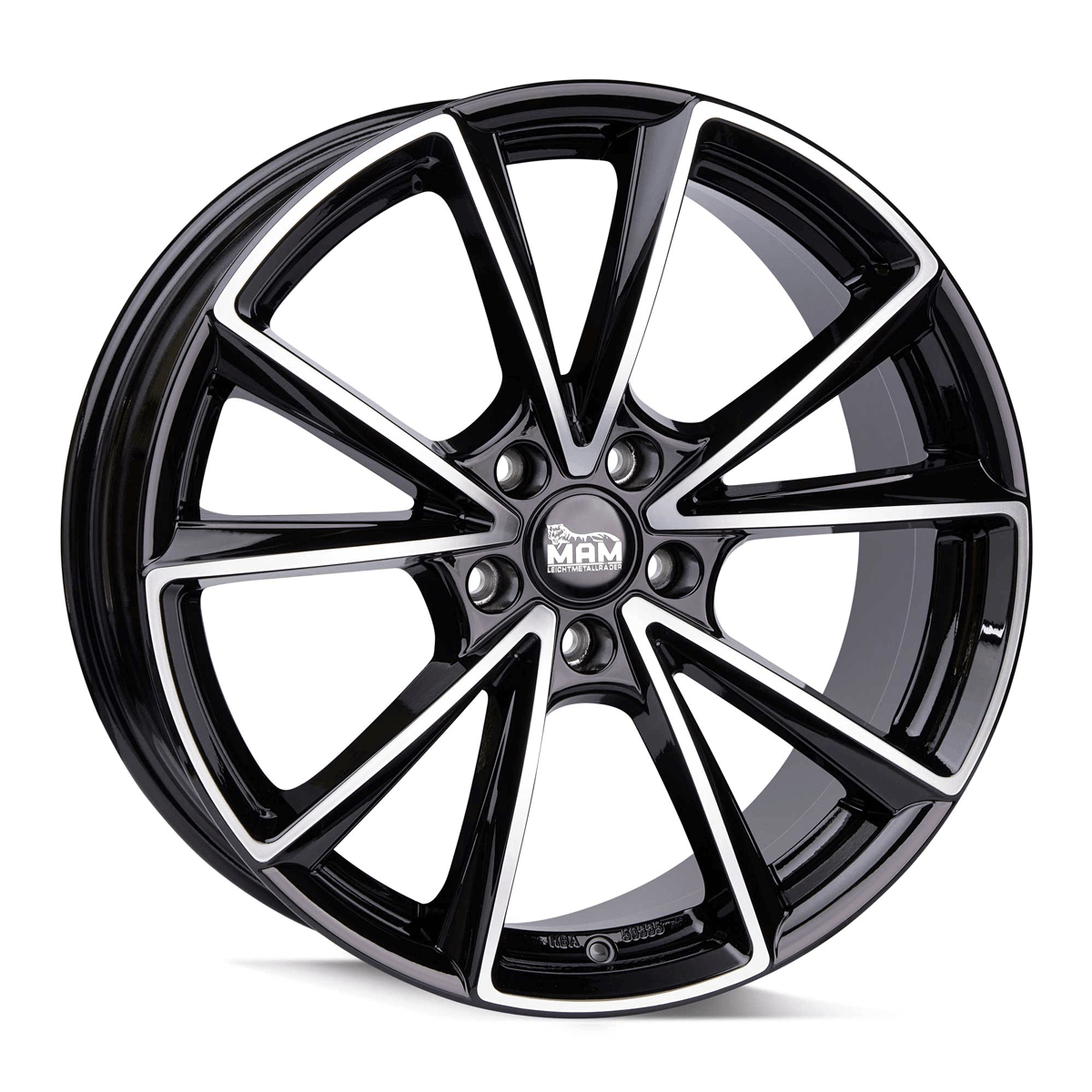 Jante MAM WHEELS A5 8x18 pouces, entraxe 112, déport ET45, couleur BLACK FRONT POLISH