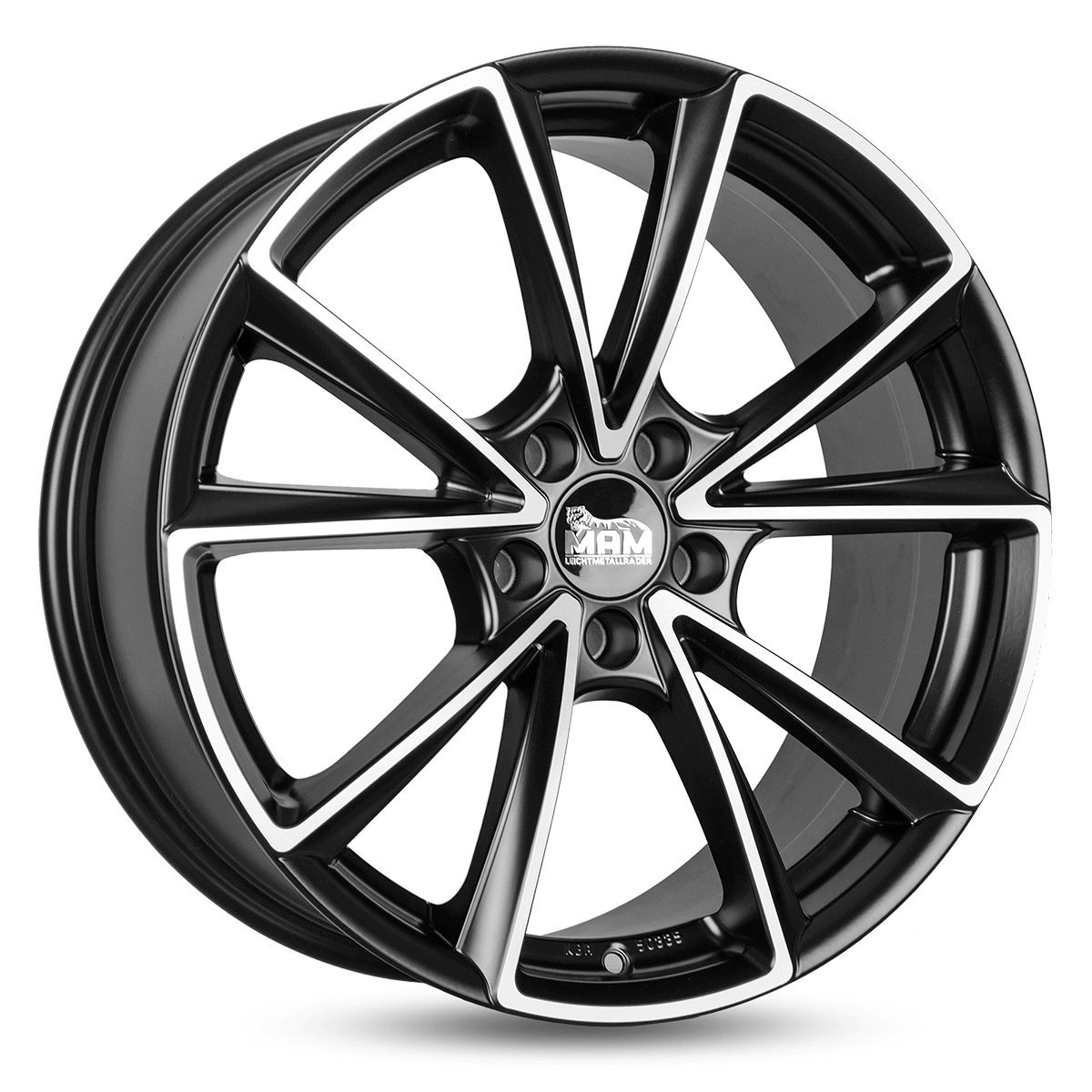Jante MAM WHEELS A5 8x19 pouces, entraxe 112, déport ET30, couleur MATT BLACK FRONT POLISH