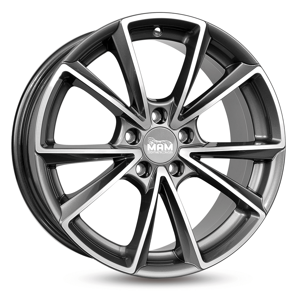 Jante MAM WHEELS A5 8x18 pouces, entraxe 112, déport ET45, couleur PALLADIUM FRONT POLISH