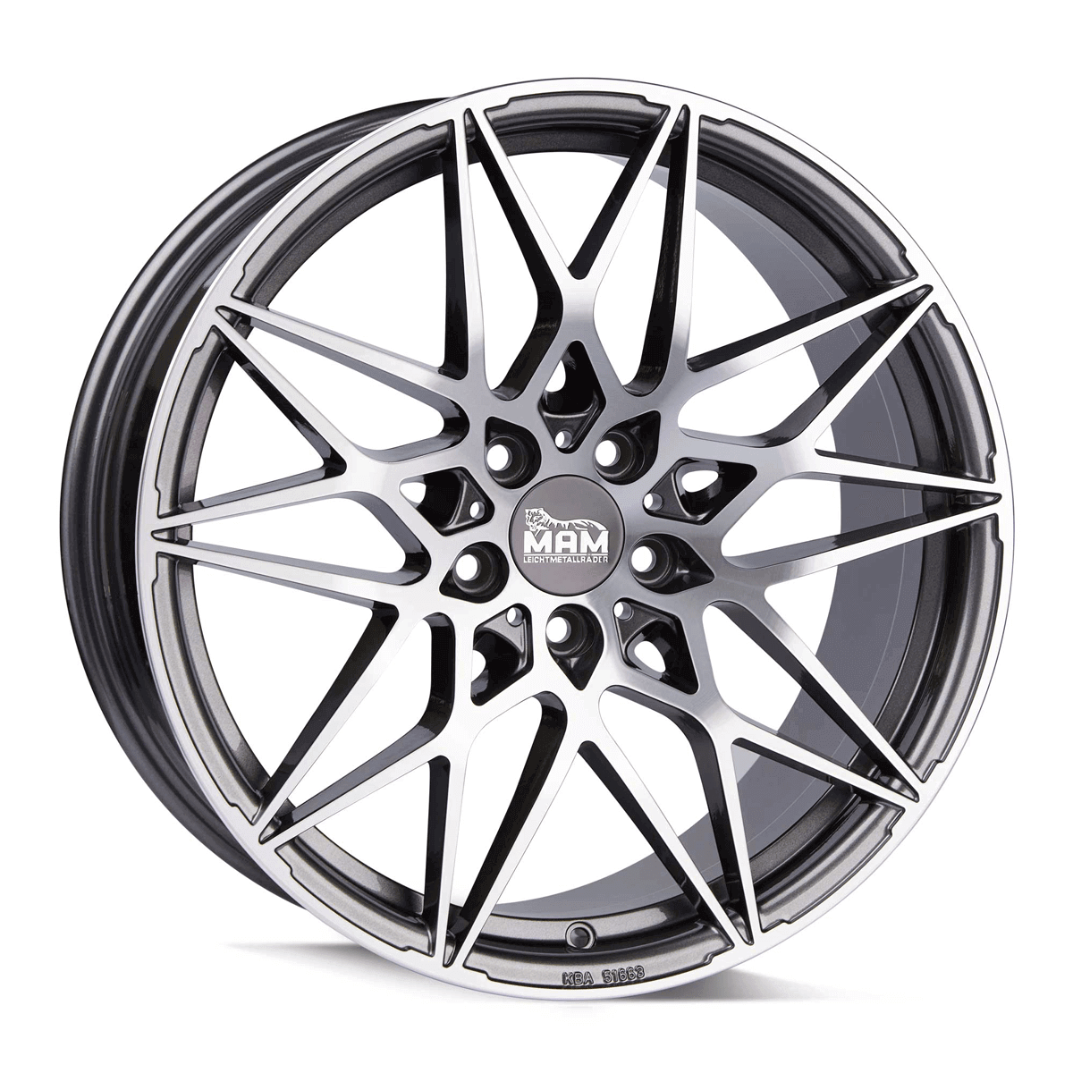 Jante MAM WHEELS B2N 8.5x19 pouces, entraxe 112, déport ET45, couleur PALLADIUM FRONT POLISH