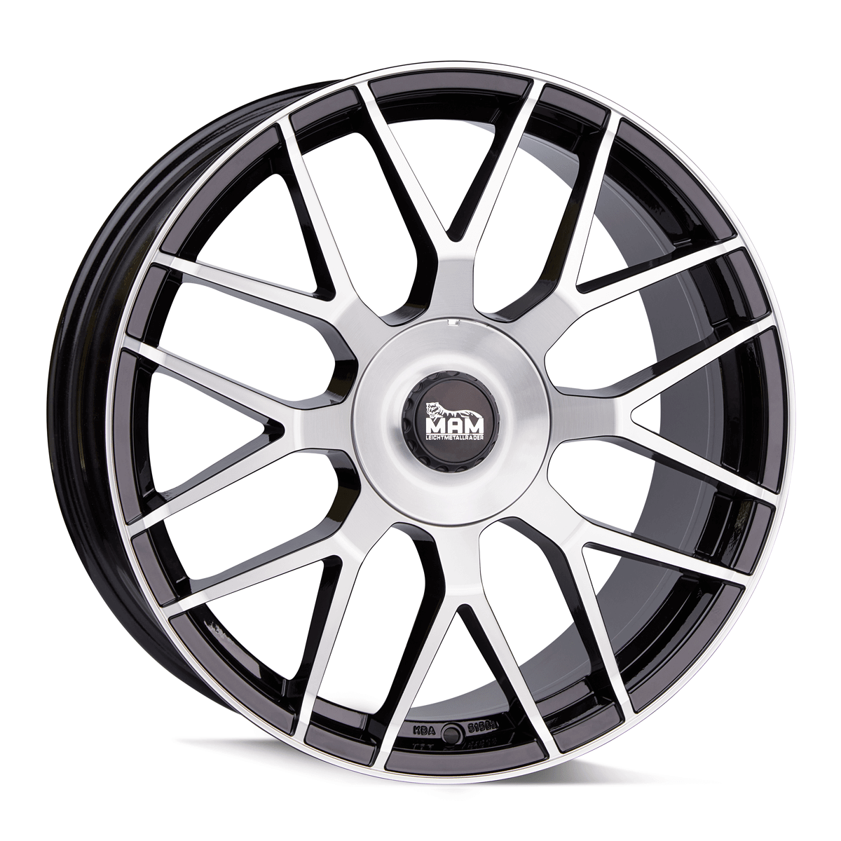 Jante MAM WHEELS GT1 8.5x19 pouces, entraxe 100, déport ET30, couleur BLACK FRONT POLISH