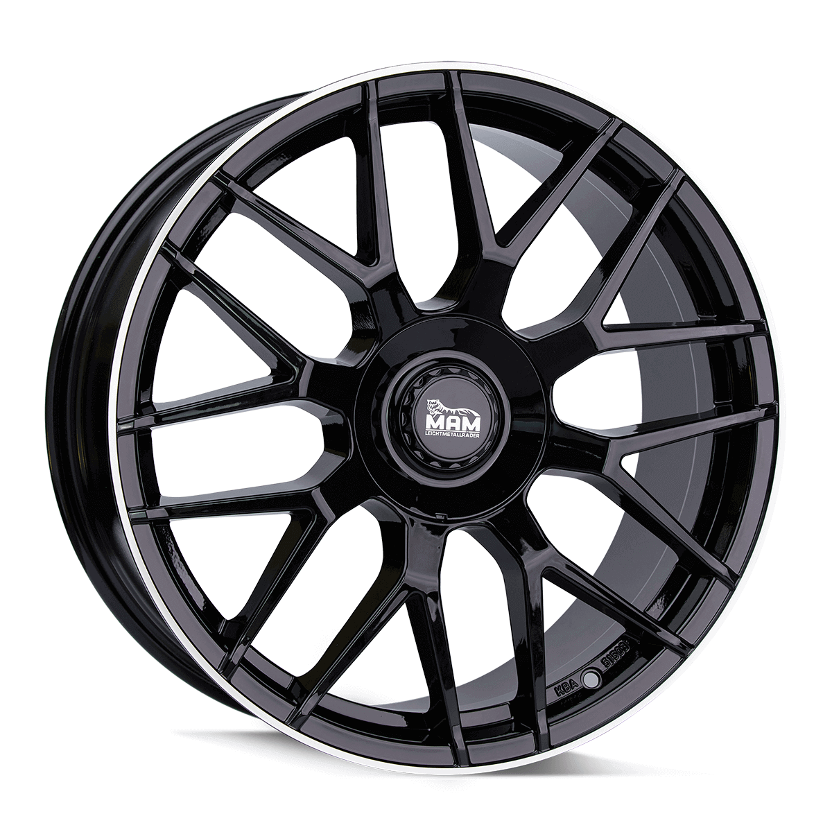 Jante MAM WHEELS GT1 8.5x19 pouces, entraxe 100, déport ET45, couleur BLACK LIP POLISH