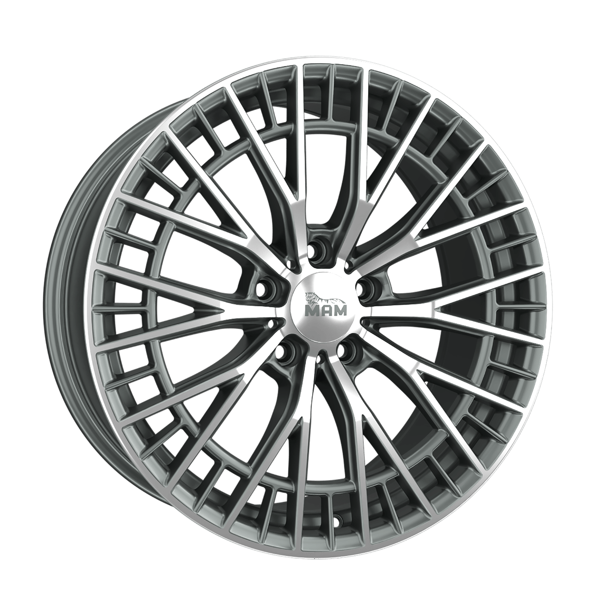 Jante MAM WHEELS GT2 8.5x19 pouces, entraxe 114.3, déport ET35, couleur PALLADIUM FRONT POLISH