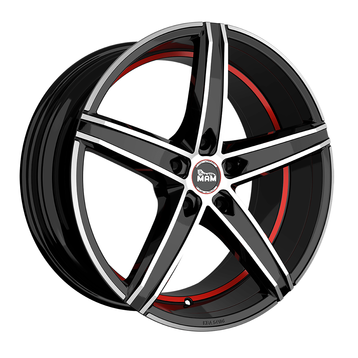 Jante MAM WHEELS OX-18 8.5x19 pouces, entraxe 120, déport ET35, couleur BLACK FRONT POLISH RED INSIDE