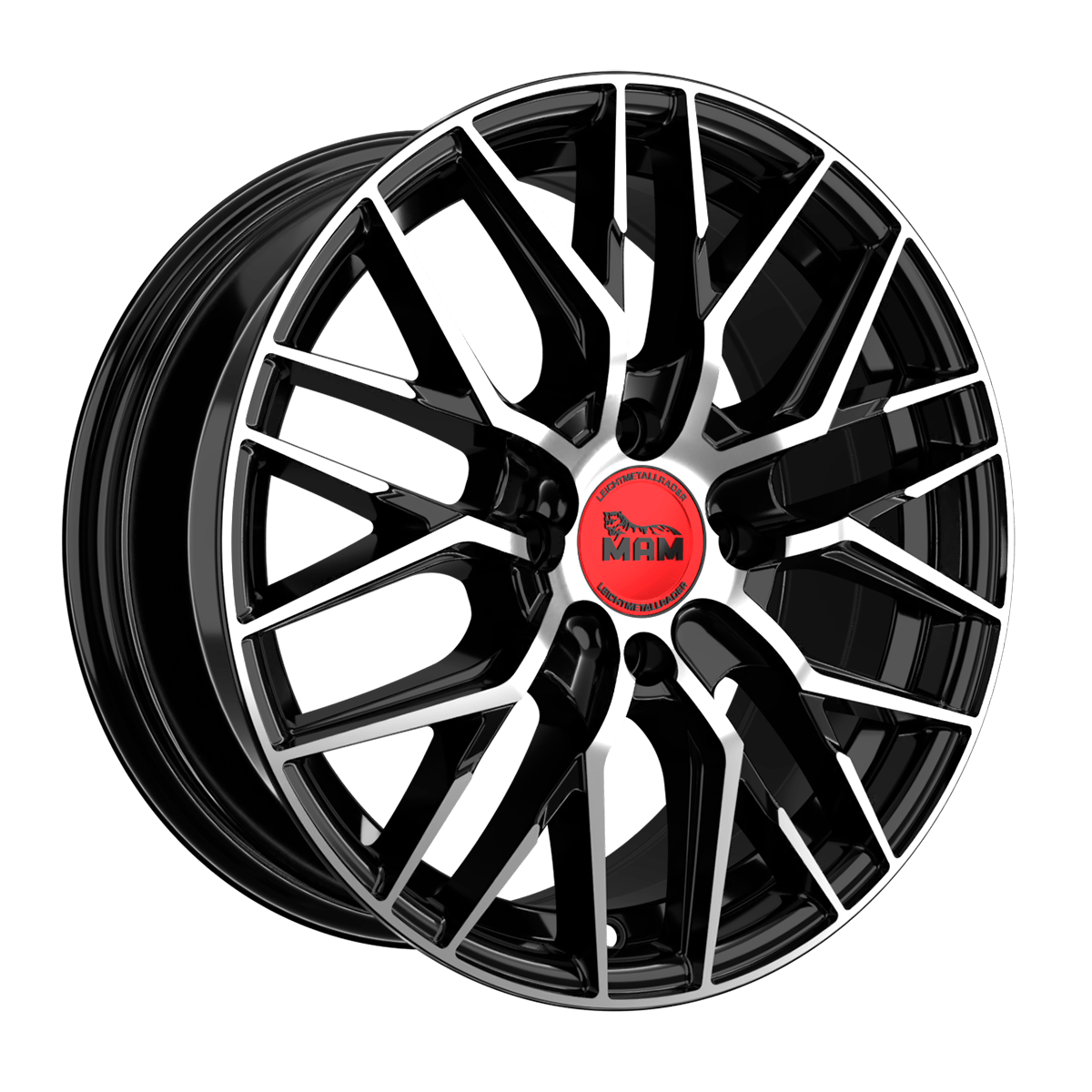 Jante MAM WHEELS RS4 7x16 pouces, entraxe 108, déport ET35, couleur BLACK FRONT POLISH