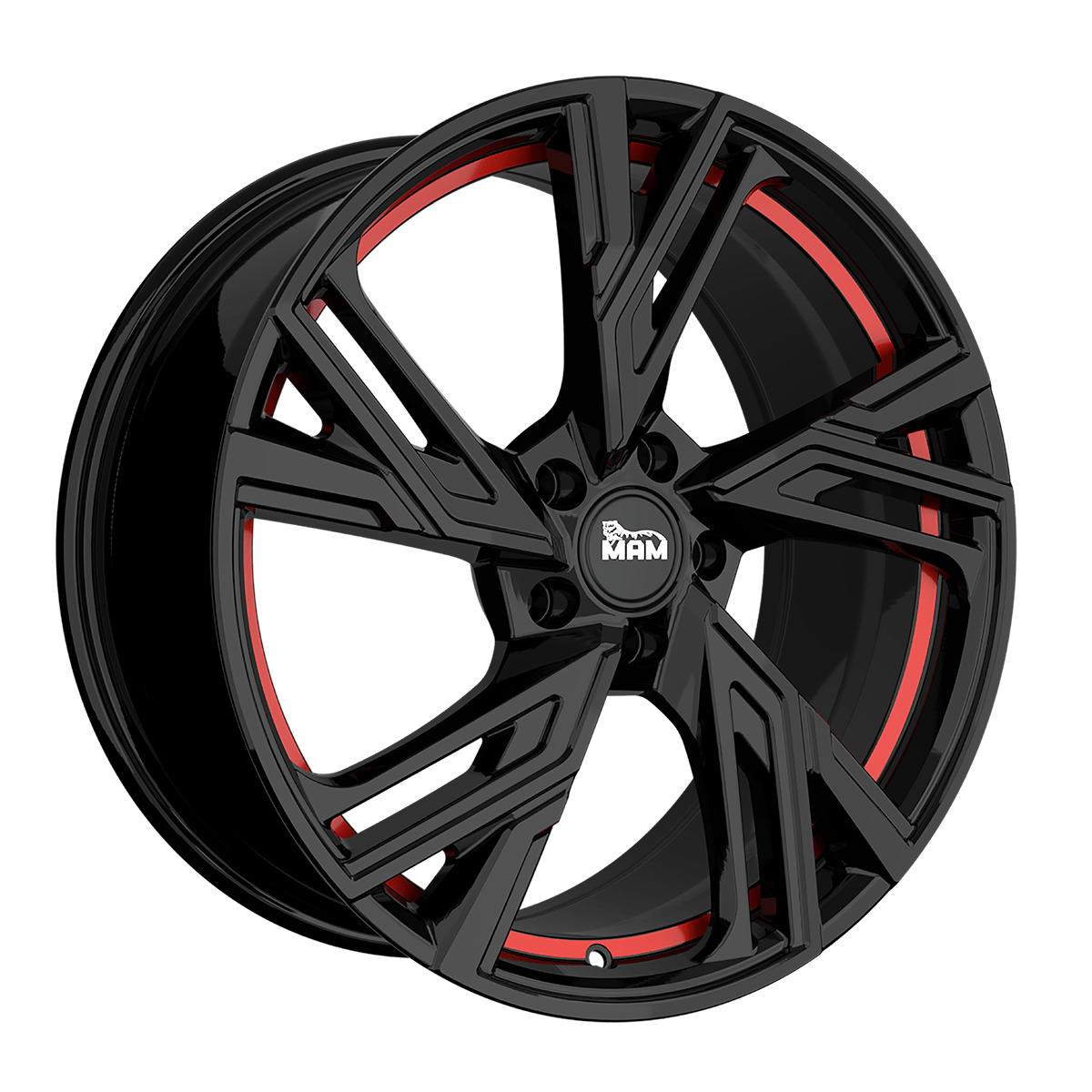 Jante MAM WHEELS RS5 7.5x17 pouces, entraxe 120, déport ET50, couleur BLACK PAINTED RED INSIDE