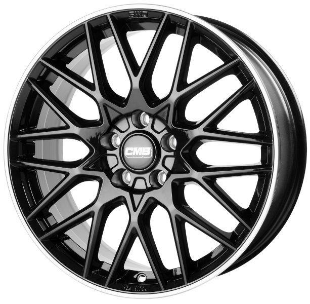 Jante CMS C25 8x18 pouces, entraxe 114.3, déport ET47, couleur Noir Bride Poli Brillant