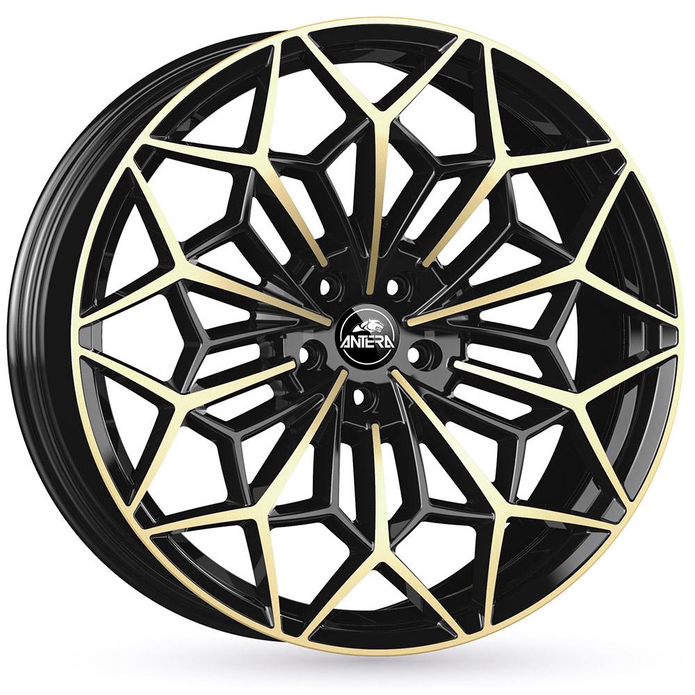 Jante ANTERA A105 10.5x21 pouces, entraxe 114.3, déport ET45, couleur NOIR FACE POLIE CHAMPAGNE