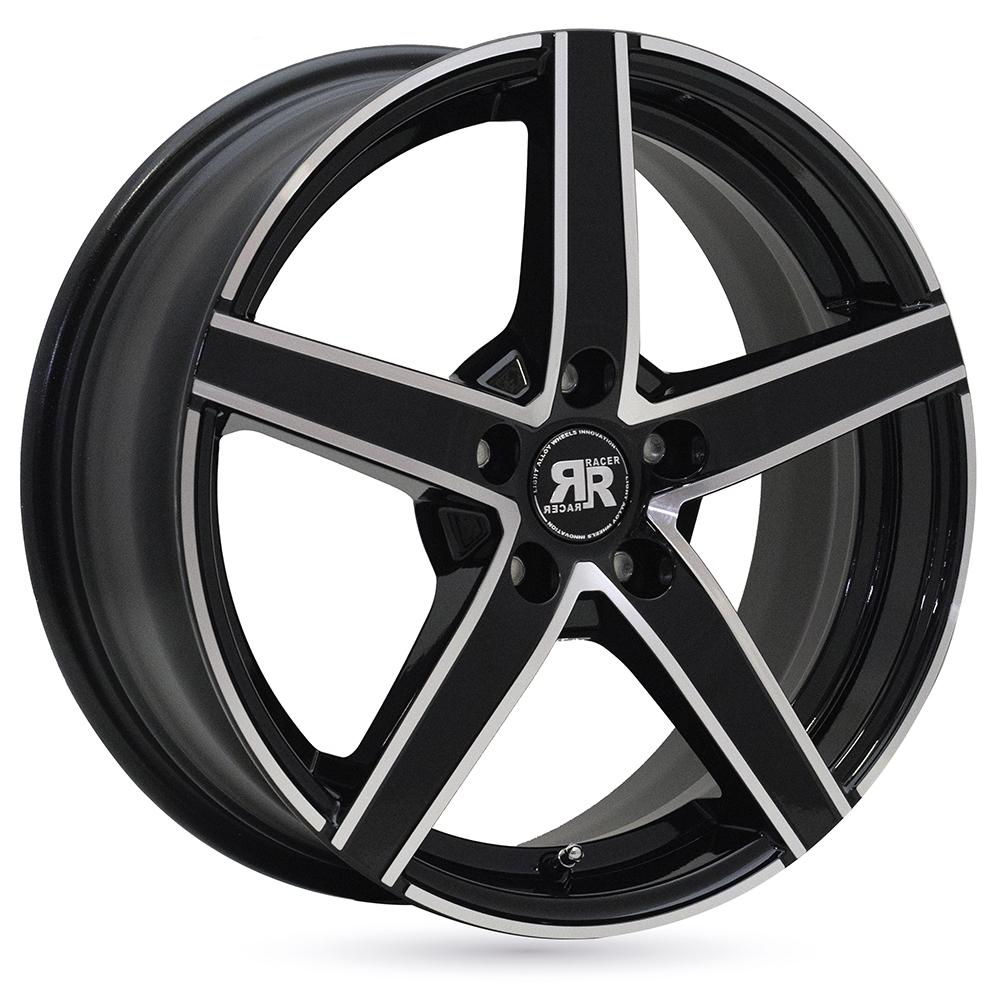 Jante RACER ARTIC EVO 7.5x18 pouces, entraxe 108, déport ET45, couleur NOIR BRILLANT FACE POLIE