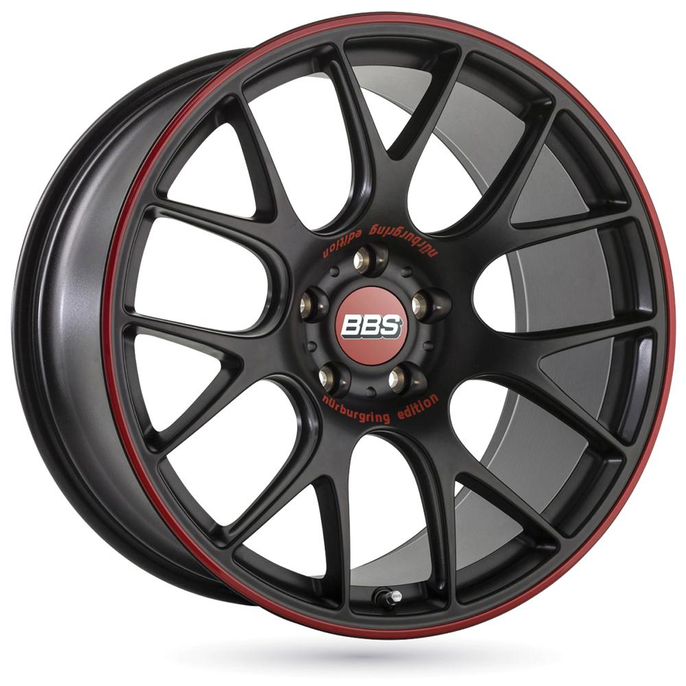Jante BBS CH-R Nurburgring-Edition 9x19 pouces, entraxe 120, déport ET44, couleur NOIR SATIN BORD ROUGE