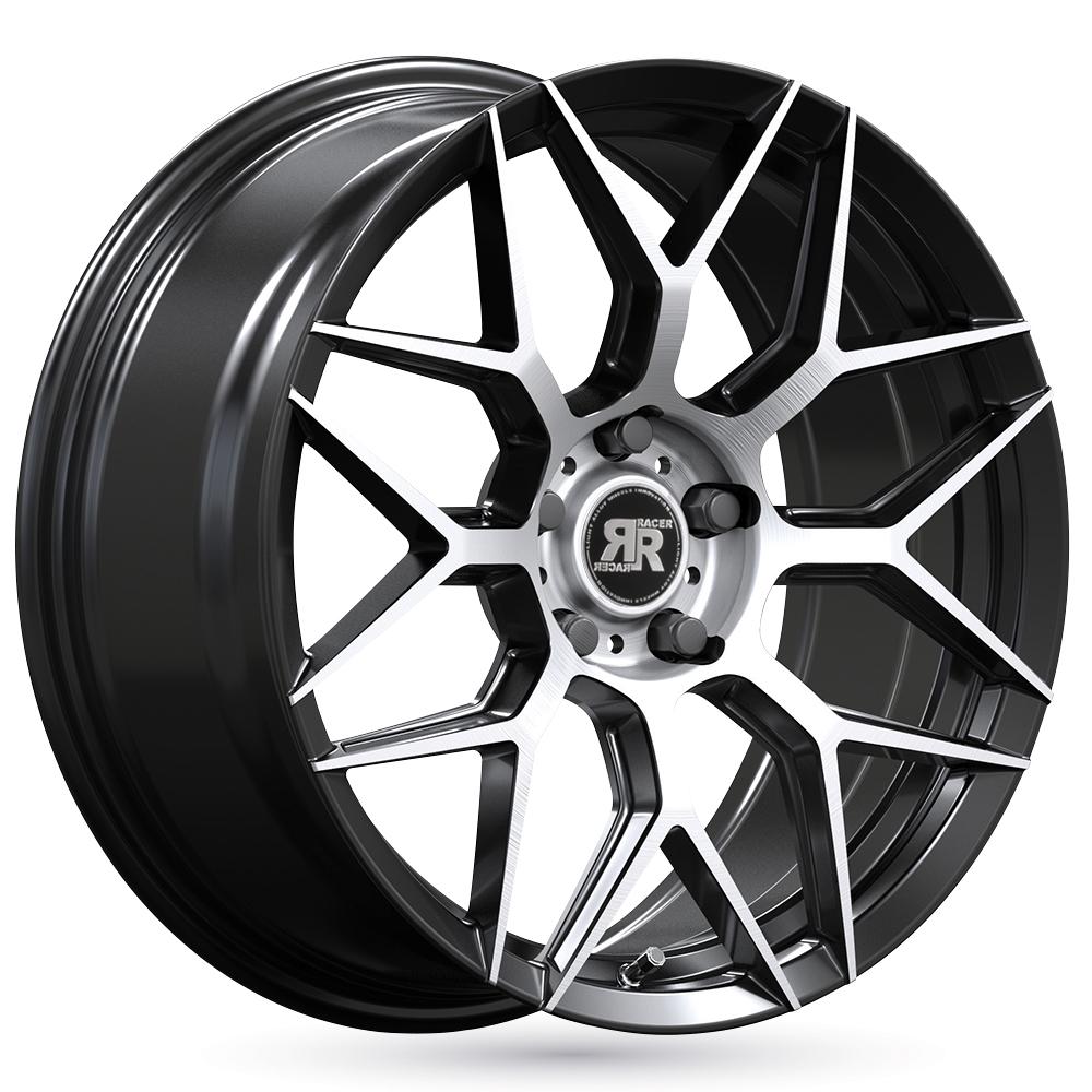 Jante RACER COBRA 7.5x17 pouces, entraxe 108, déport ET25, couleur NOIR SATIN FACE POLIE