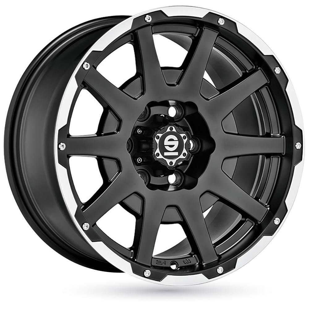 Jante SPARCO DAKAR 5.5x16 pouces, entraxe 139.7, déport ET0, couleur NOIR MAT BORD POLI