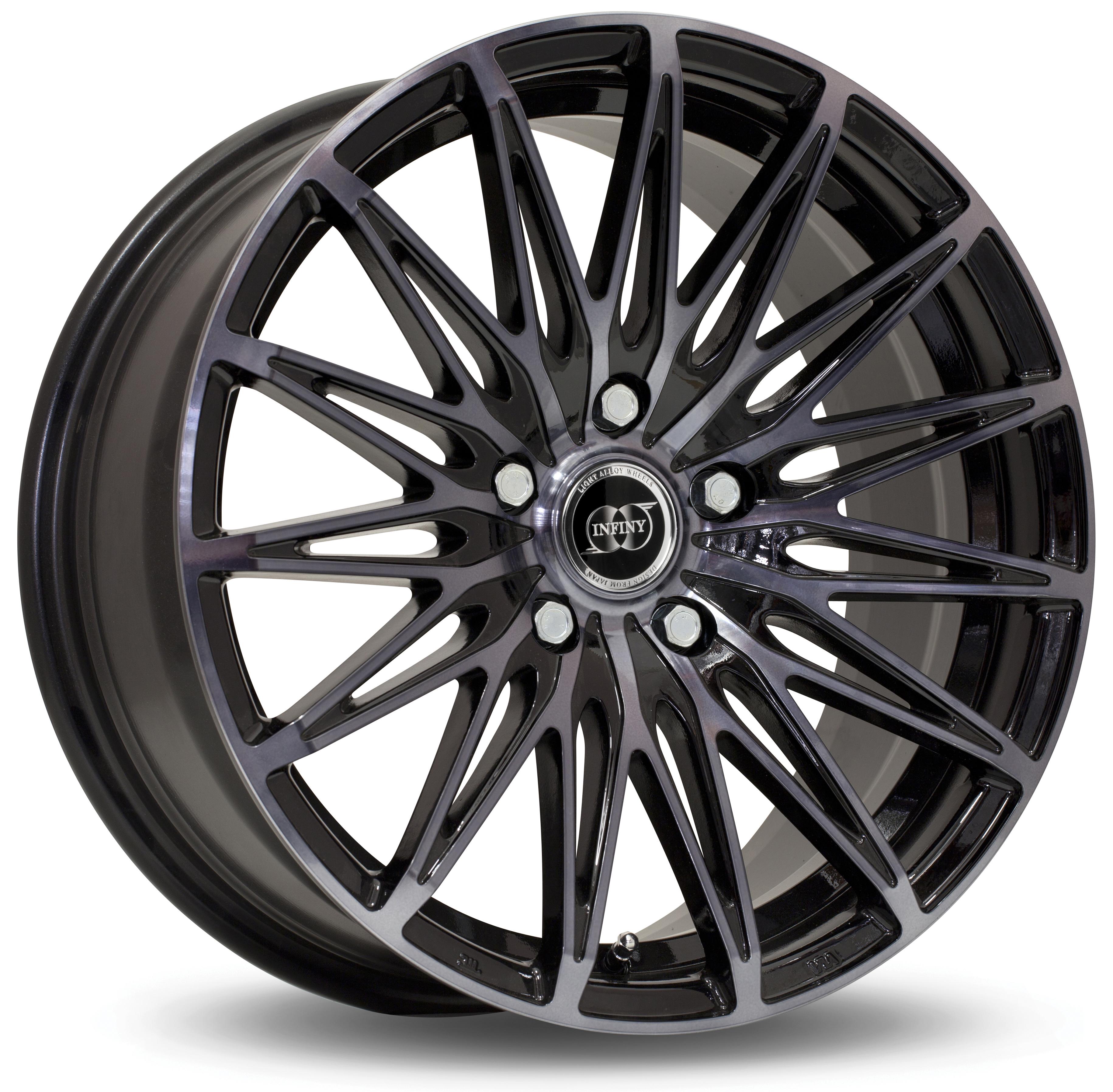 Jante INFINY DIAMOND 7.5x17 pouces, entraxe 108, déport ET38, couleur NOIR BRILLANT FACE POLIE NOIRE