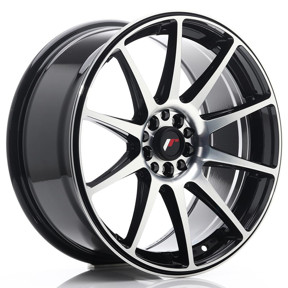 Jante JAPAN RACING JR11 8.5x18 pouces, entraxe 114.3, déport ET40, couleur NOIR BRILLANT FACE POLIE