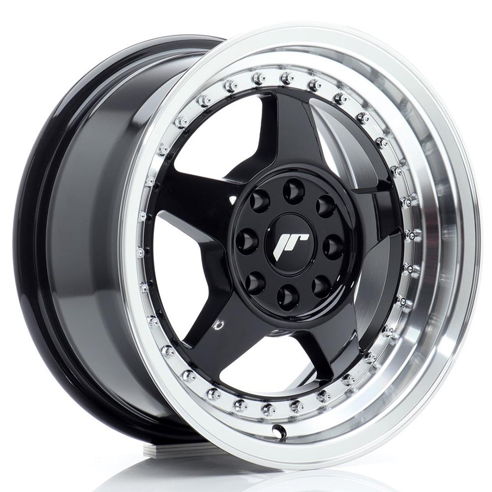 Jante JAPAN RACING JR6 8x18 pouces, entraxe 120, déport ET22, couleur NOIR BRILLANT BORD POLI