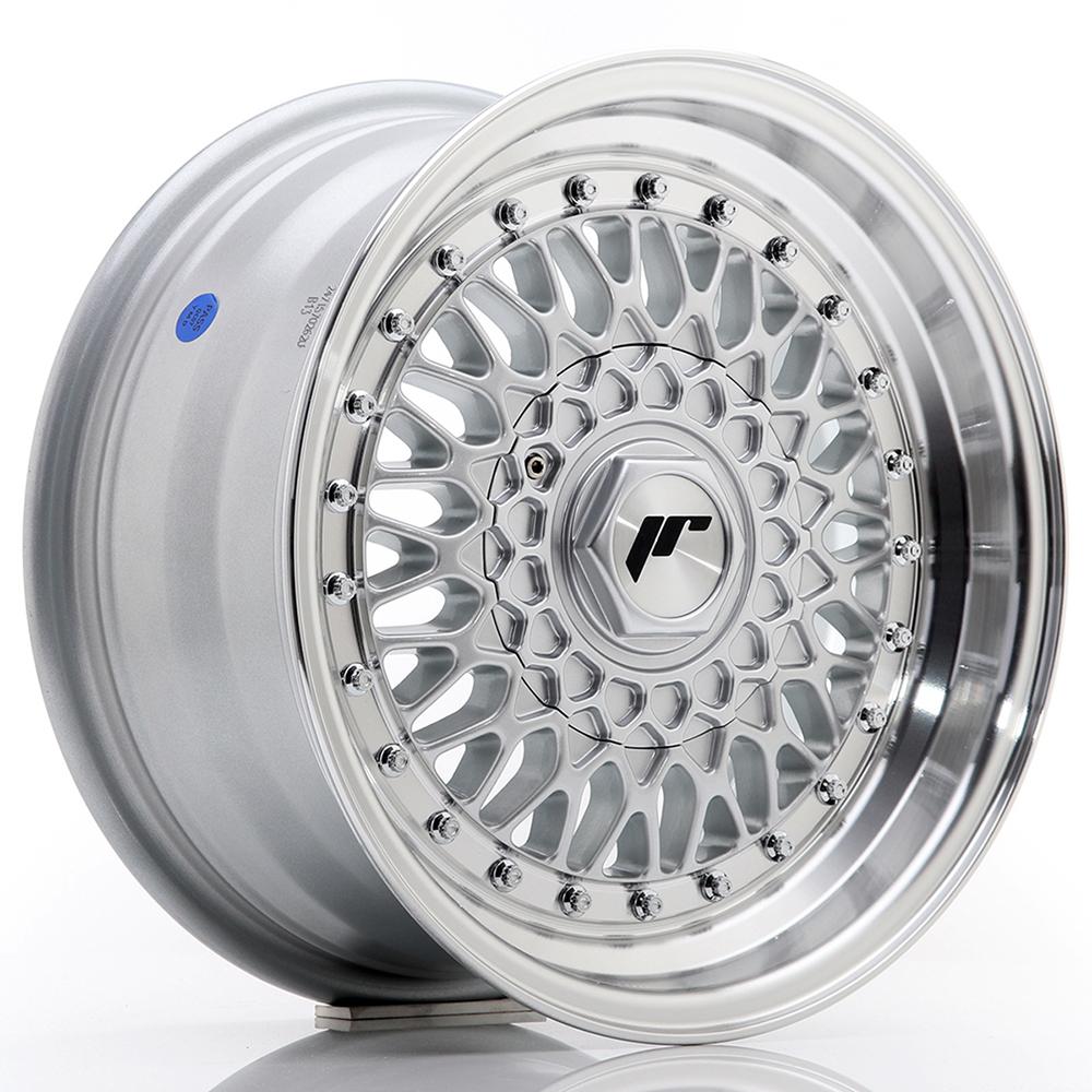 Jante JAPAN RACING JR9 7x15 pouces, entraxe 108, déport ET20, couleur ARGENT BORD POLI AVEC RIVET ARGENT