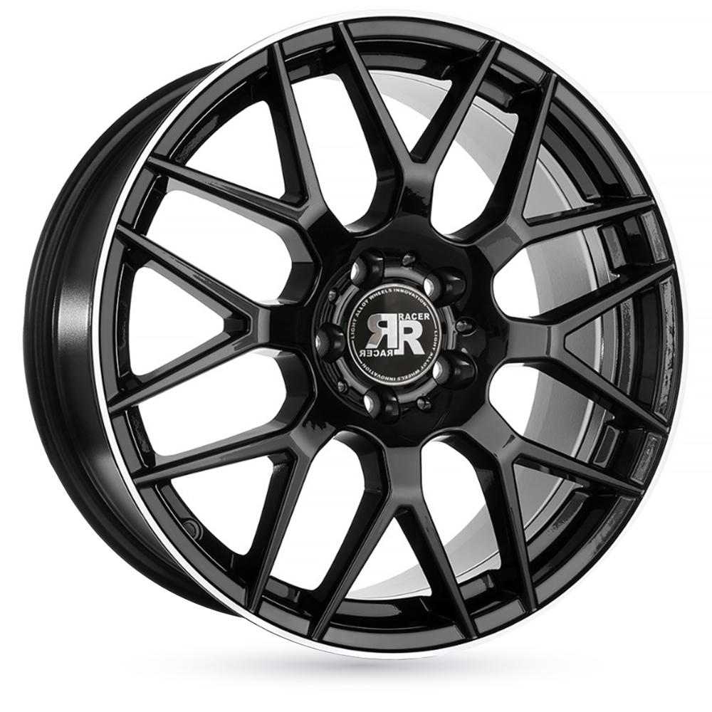 Jante RACER DRIFTER 8x18 pouces, entraxe 112, déport ET35, couleur NOIR BRILLANT BORD POLI