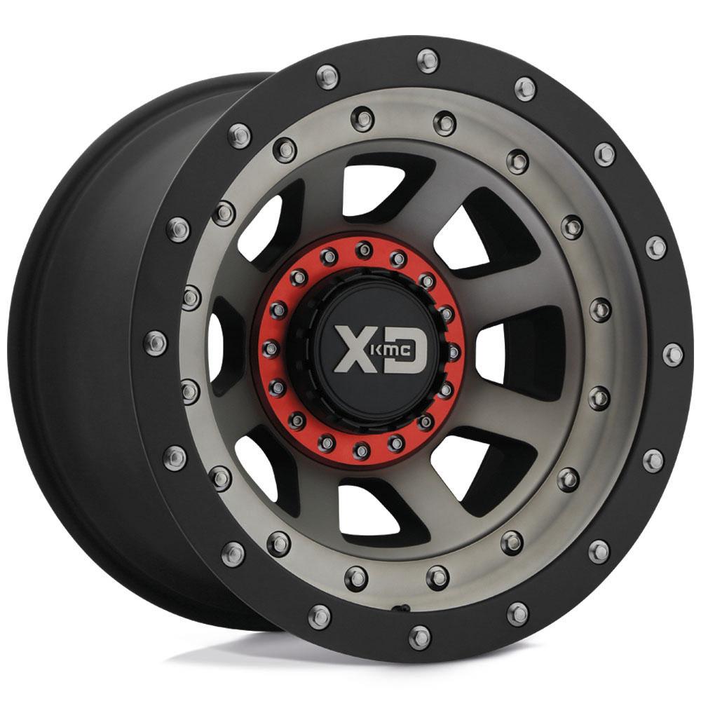 Jante XD FMJ 9x17 pouces, entraxe 139.7, déport ET-12, couleur NOIR SATIN FACE ANTHRACITE