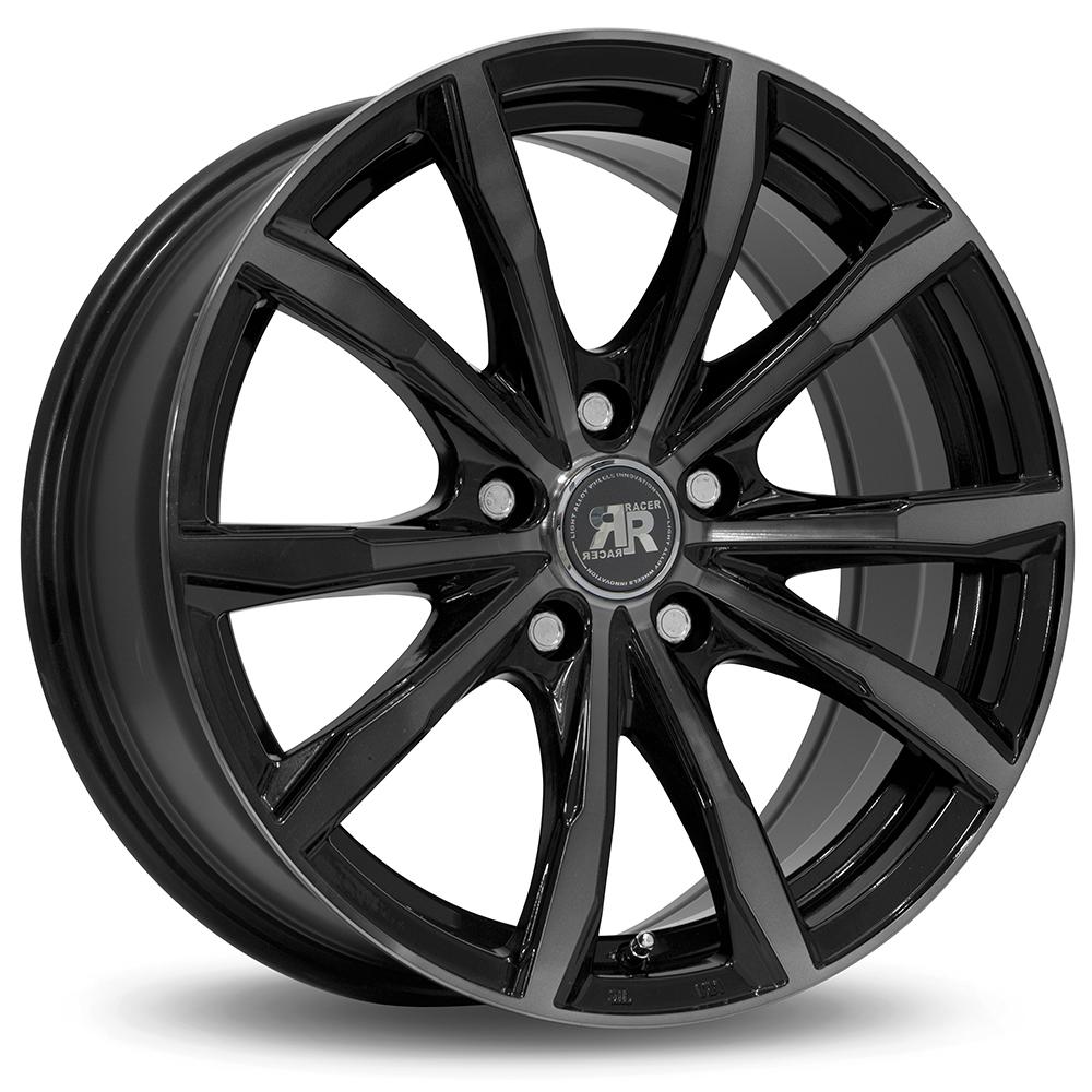 Jante RACER FUSION 7x16 pouces, entraxe 114.3, déport ET38, couleur NOIR BRILLANT FACE POLIE NOIRE