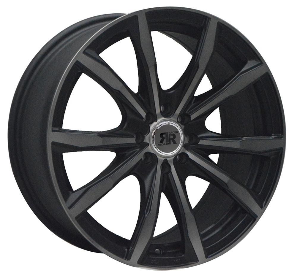 Jante RACER FUSION 7x17 pouces, entraxe 120, déport ET40, couleur NOIR BRILLANT FACE POLIE GRISE