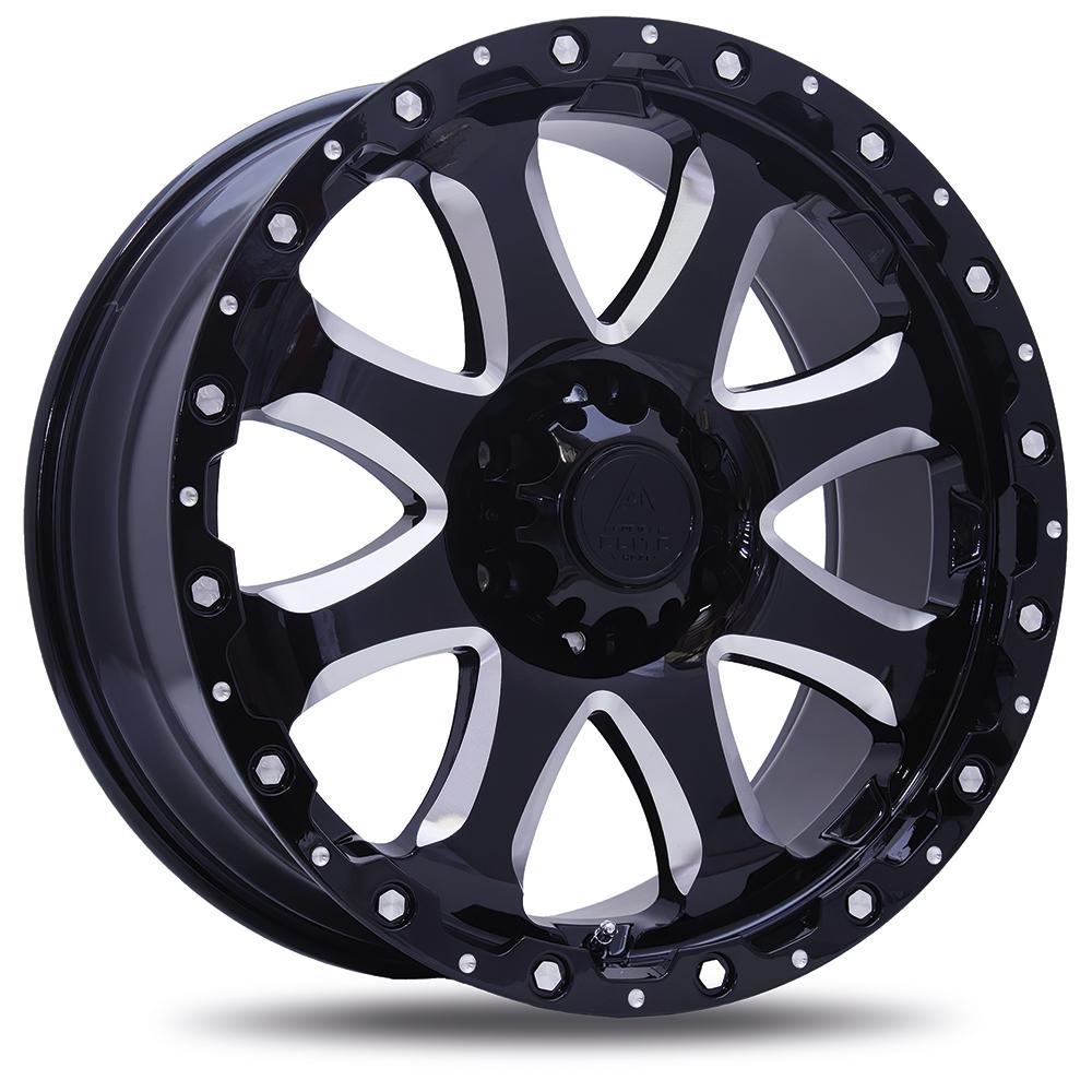 Jante AMERICAN ELITE WHEELS GUARDIAN 8x17 pouces, entraxe 114.3, déport ET30, couleur NOIR BRILLANT FACE POLIE