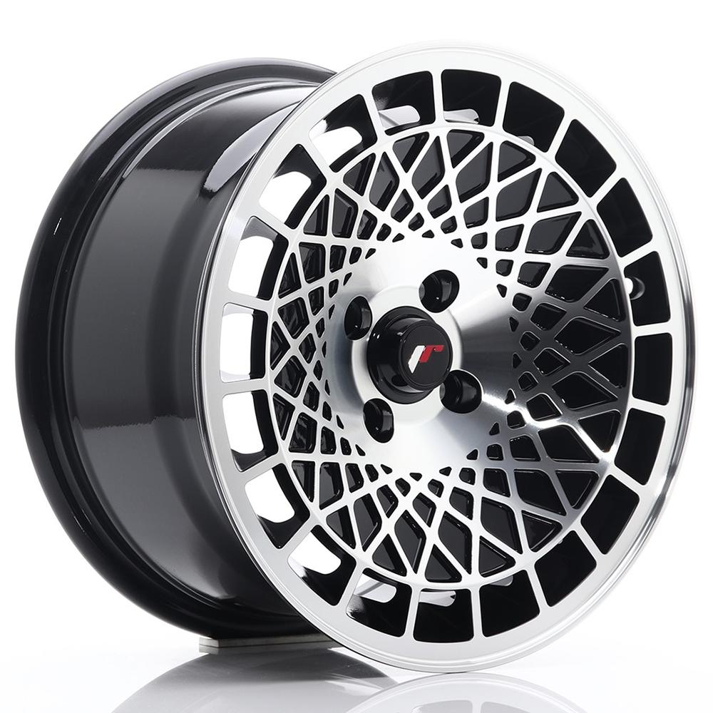 Jante JAPAN RACING JR14 8x15 pouces, entraxe 100, déport ET25, couleur NOIR FACE POLIE