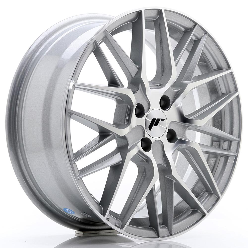 Jante JAPAN RACING JR28 7x15 pouces, entraxe 100, déport ET25, couleur ARGENT FACE POLIE