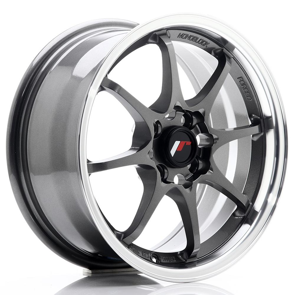 Jante JAPAN RACING JR5 7x15 pouces, entraxe 100, déport ET35, couleur GRIS BORD POLI