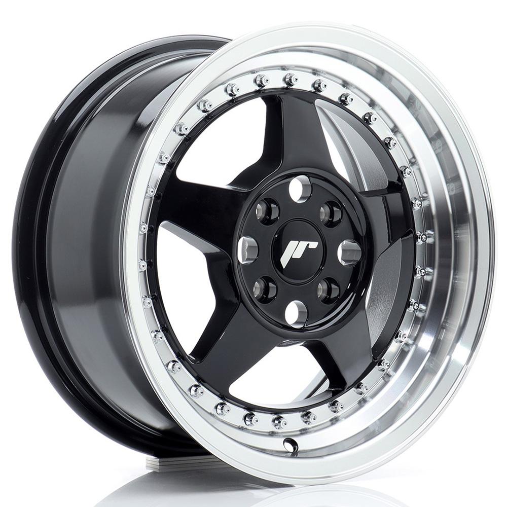Jante JAPAN RACING JR6 7x16 pouces, entraxe 100, déport ET35, couleur NOIR BRILLANT BORD POLI