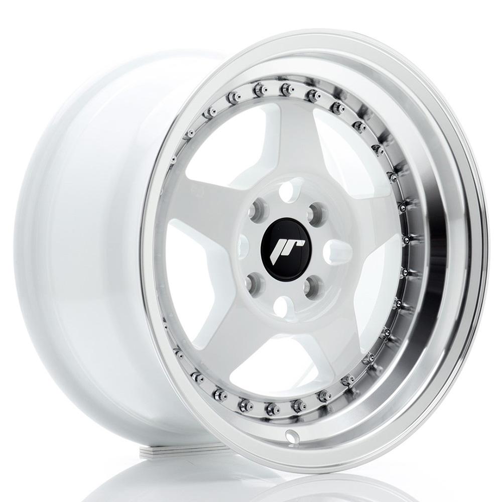 Jante JAPAN RACING JR6 8x15 pouces, entraxe 100, déport ET25, couleur BLANC BORD POLI