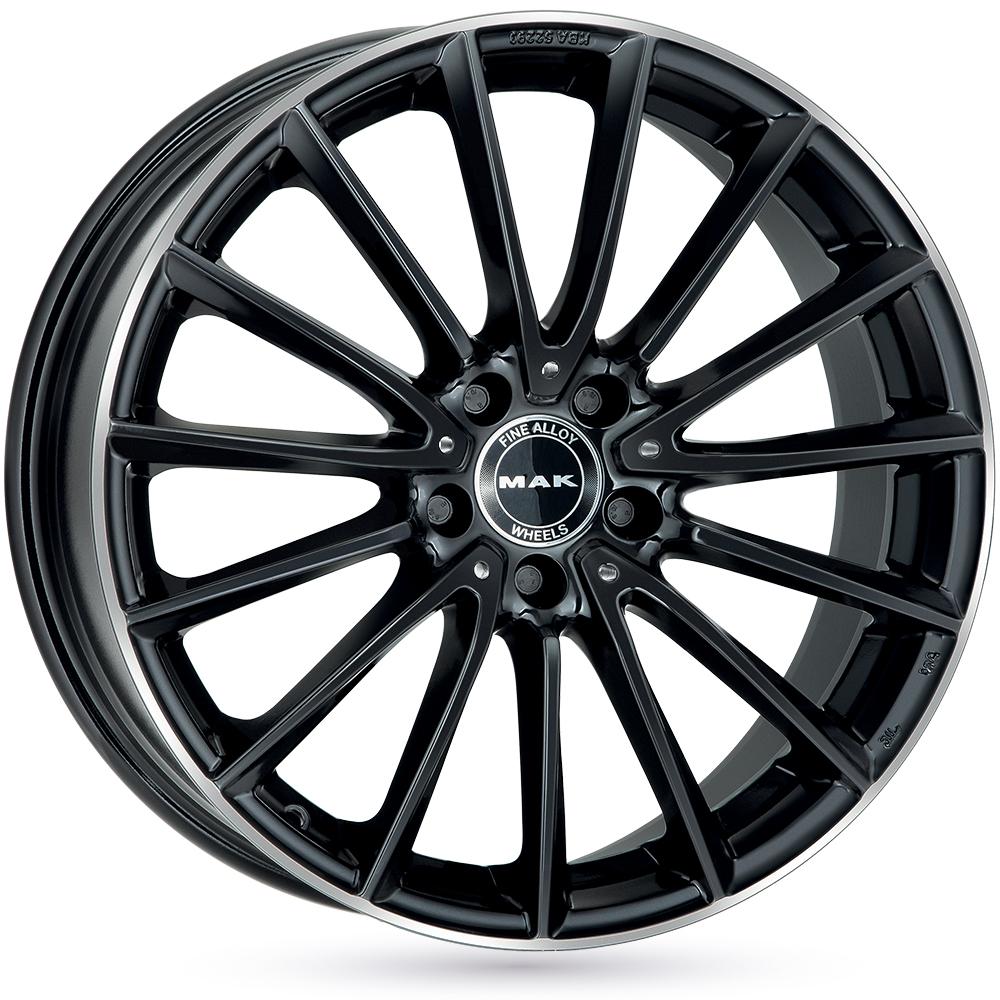 Jante MAK KOMET 7.5x17 pouces, entraxe 112, déport ET45, couleur NOIR BRILLANT BORD POLI