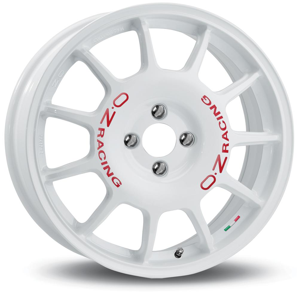 Jante OZ LEGGENDA 7x17 pouces, entraxe 108, déport ET42, couleur BLANC LETTRE ROUGE