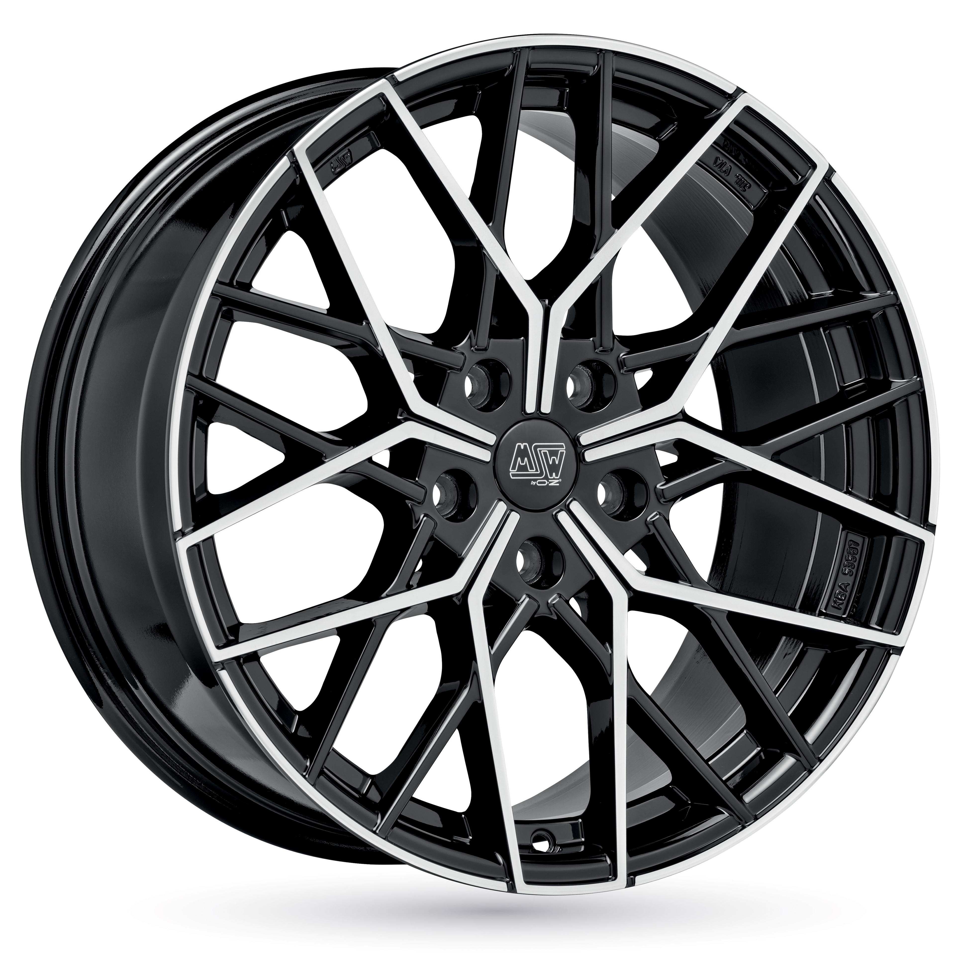 Jante MSW MSW74 8x18 pouces, entraxe 112, déport ET35, couleur NOIR BRILLANT FACE POLIE