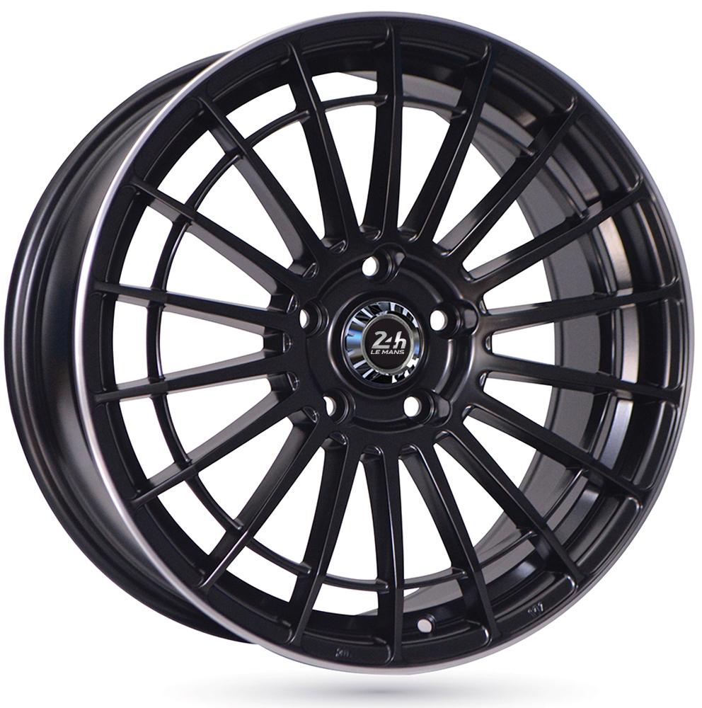 Jante 24H DU MANS MULSANNE 8x18 pouces, entraxe 100, déport ET35, couleur NOIR SATIN BORD POLI