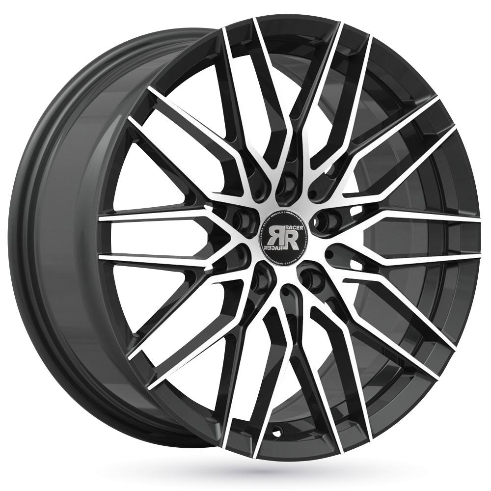 Jante RACER RAPTOR 7.5x17 pouces, entraxe 114.3, déport ET40, couleur NOIR BRILLANT FACE POLIE