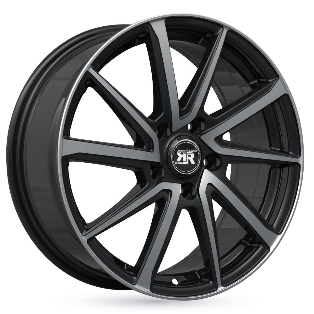 Jante RACER ROAD 6.5x16 pouces, entraxe 114.3, déport ET40, couleur NOIR BRILLANT FACE POLIE