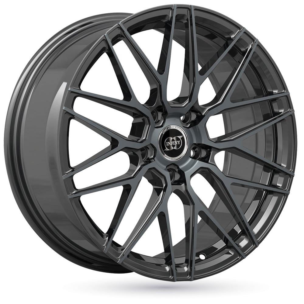 Jante INFINY RX 8x18 pouces, entraxe 114.3, déport ET40, couleur NOIR FACE POLIE NOIRE