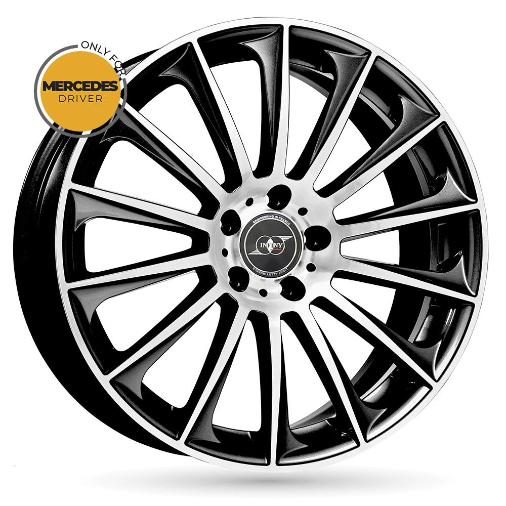 Jante INFINY INDIVIDUAL STUTTGART 7.5x17 pouces, entraxe 112, déport ET35, couleur NOIR BRILLANT FACE POLIE