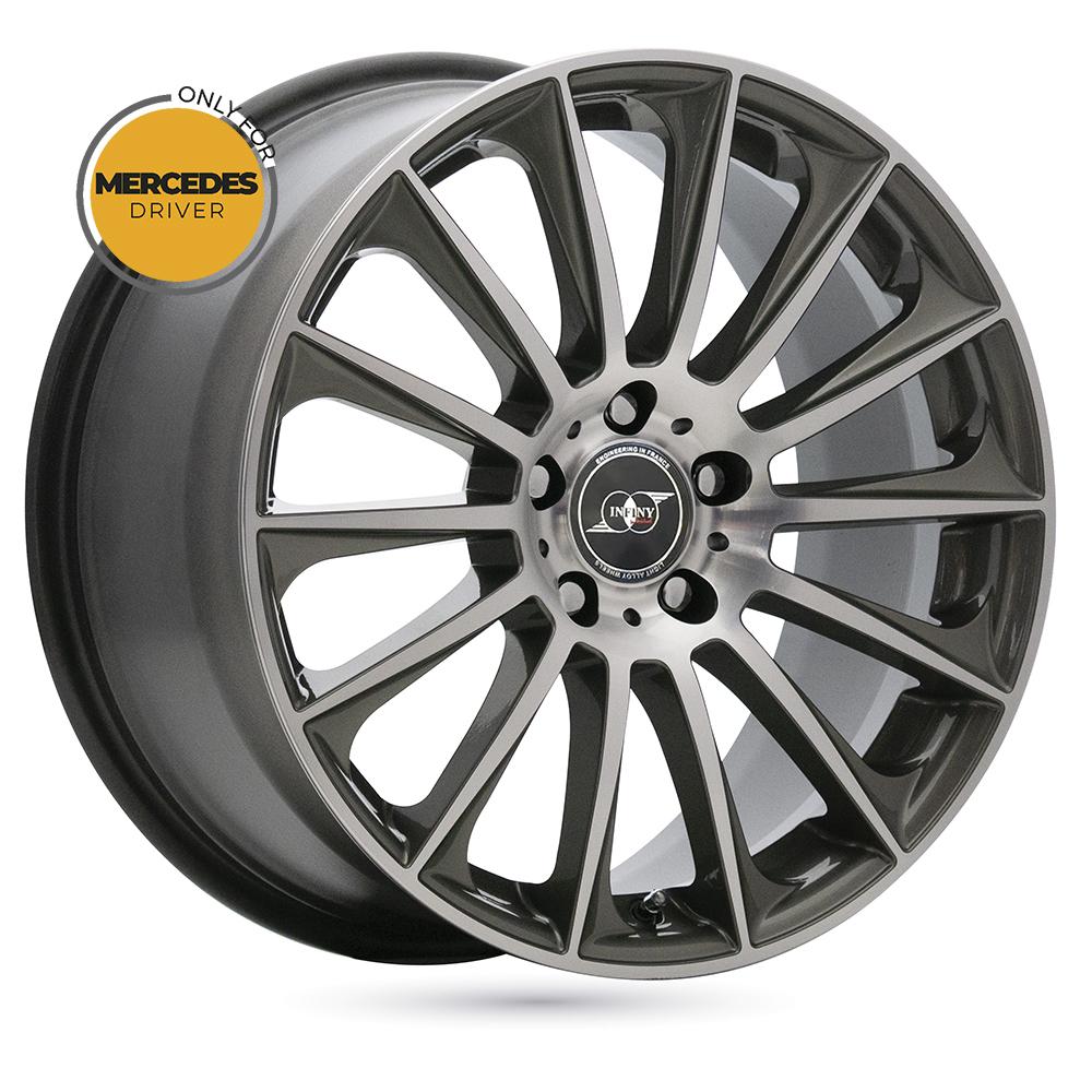 Jante INFINY INDIVIDUAL STUTTGART 8.5x19 pouces, entraxe 112, déport ET45, couleur GRIS FACE POLIE