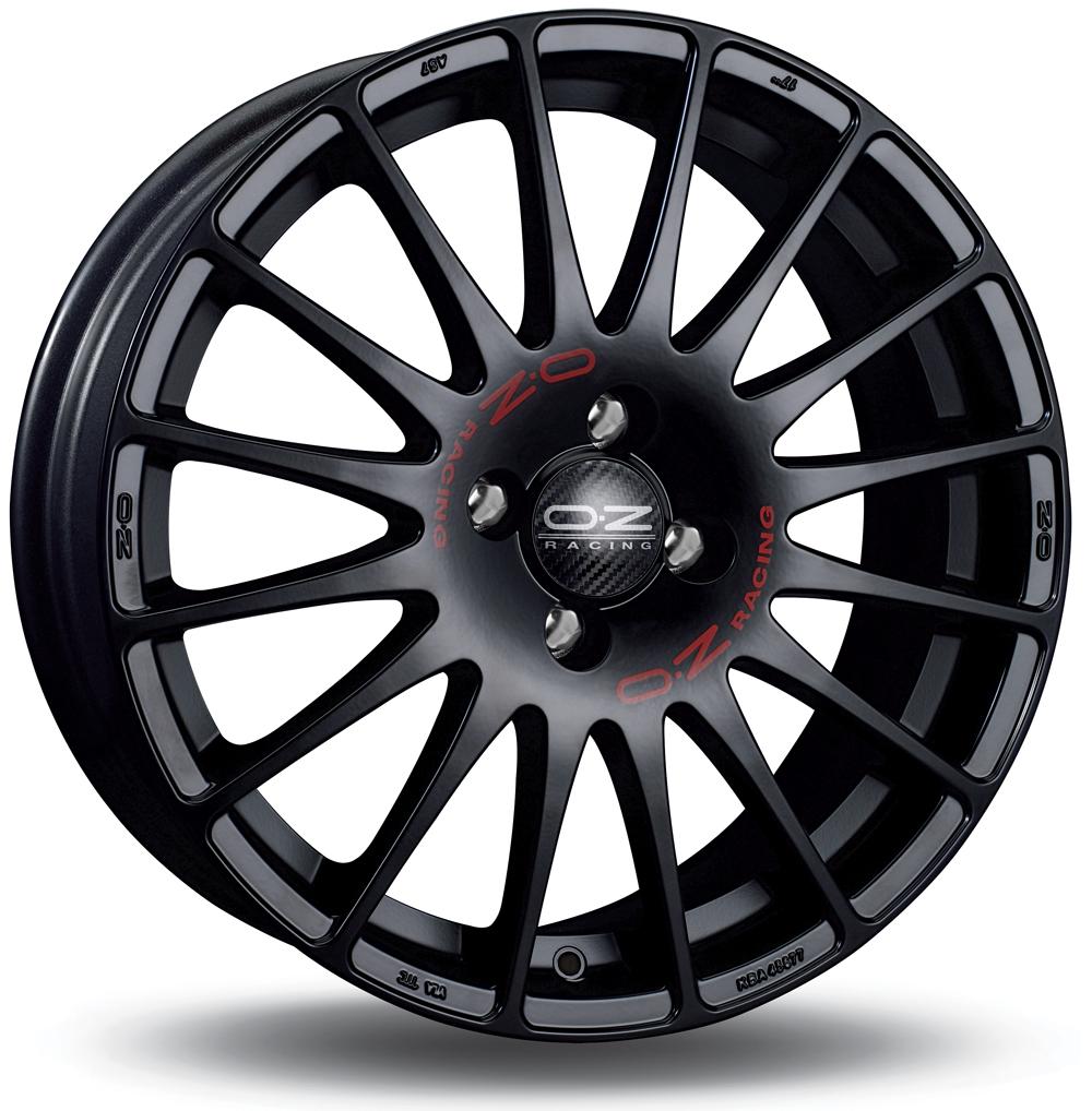 Jante OZ SUPERTURISMO GT 7x16 pouces, entraxe 100, déport ET37, couleur NOIR MAT LETTRE ROUGE