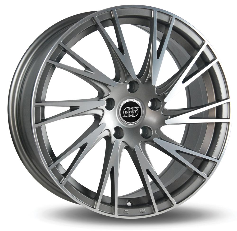 Jante INFINY TIMER 7.5x17 pouces, entraxe 108, déport ET38, couleur GRIS SATIN FACE POLIE